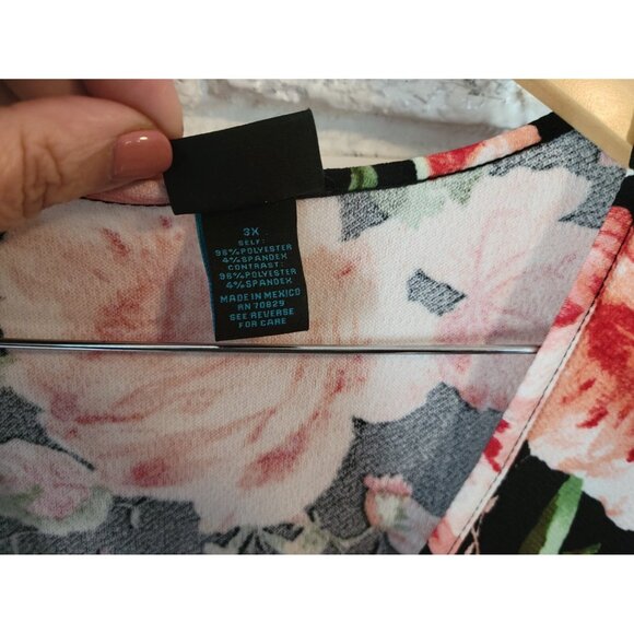 Rue 21 Women Dress 3X Plus Mini Sheath Black Pink Floral Short Sleeve FLO296XE - Picture 9 of 9